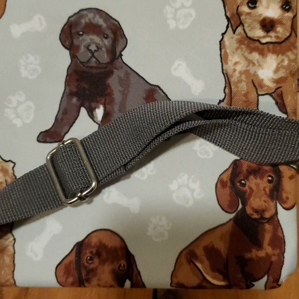 NGIL Dog Print Crossbody Bag in Sage Green Puppies Adorable
